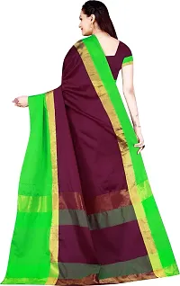 Stylish Brown Cotton Silk Saree With Blouse Piece For Women-thumb3