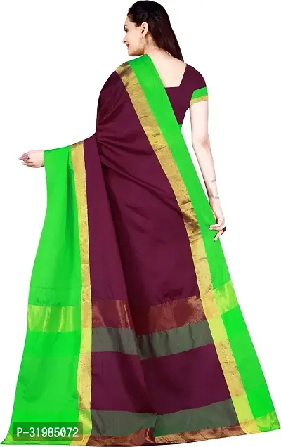 Stylish Brown Cotton Silk Saree With Blouse Piece For Women-thumb4