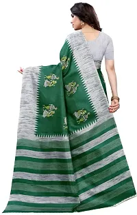 Stylish Green Cotton Silk Saree With Blouse Piece For Women-thumb3