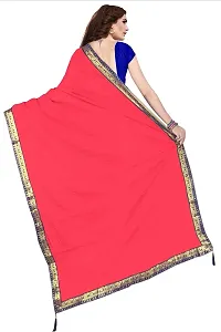 Stylish Red Cotton Silk Saree With Blouse Piece For Women-thumb1