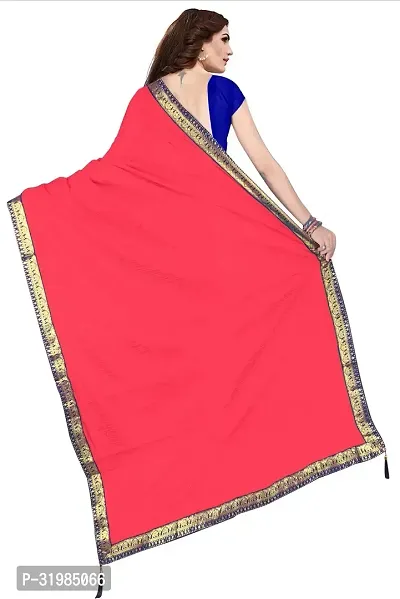 Stylish Red Cotton Silk Saree With Blouse Piece For Women-thumb2