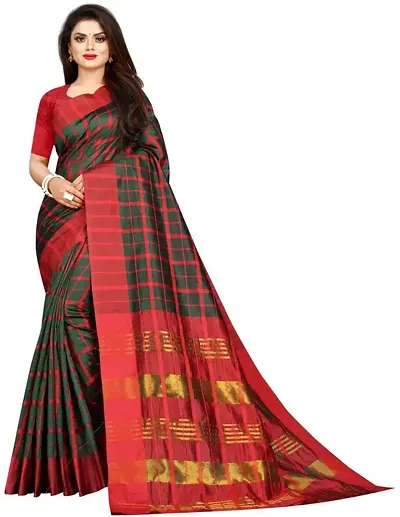 New In Cotton Silk Saree with Blouse piece 