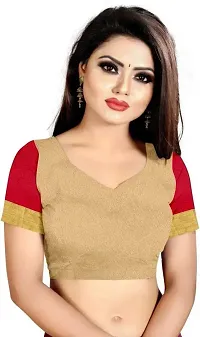 Stylish Beige Cotton Silk Saree With Blouse Piece For Women-thumb1