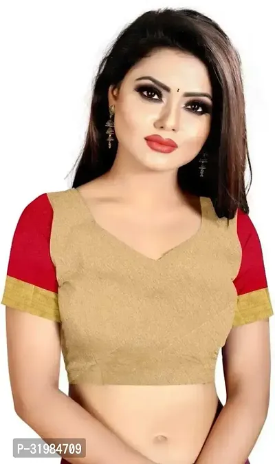 Stylish Beige Cotton Silk Saree With Blouse Piece For Women-thumb2