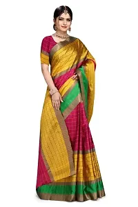 Stylish Art Silk Multicoloured Checked Saree with Blouse piece For Women-thumb1