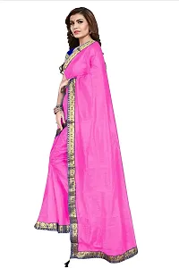 Stylish Pink Cotton Silk Saree With Blouse Piece For Women-thumb2