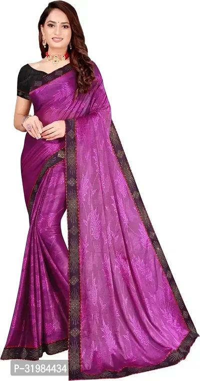 Stylish Purple Lycra Saree With Blouse Piece For Women-thumb0