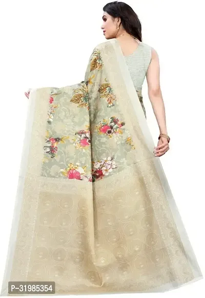 Stylish Off White Cotton Silk Saree With Blouse Piece For Women-thumb4