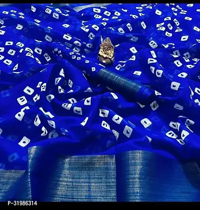 Stylish Blue Art Silk Saree With Blouse Piece For Women-thumb0