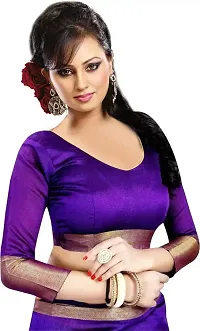 Stylish Violet Cotton Silk Saree With Blouse Piece For Women-thumb3