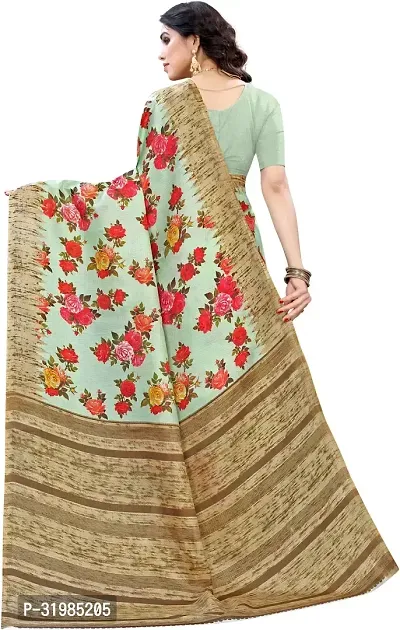 Stylish Green Cotton Silk Saree With Blouse Piece For Women-thumb4