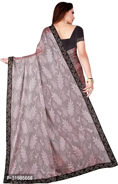 Stylish Grey Lycra Saree With Blouse Piece For Women-thumb3