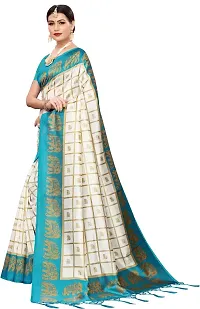 Stylish White Cotton Silk Saree With Blouse Piece For Women-thumb1