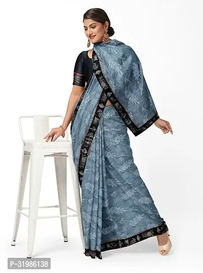 Stylish Grey Lycra Saree With Blouse Piece For Women-thumb0