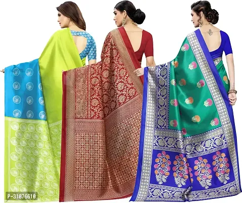 Stylish Multicoloured Cotton Silk Saree With Blouse Piece For Women Pack Of 3-thumb2