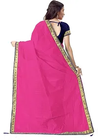 Stylish Pink Cotton Silk Saree With Blouse Piece For Women-thumb1