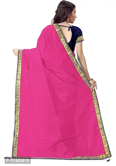 Stylish Pink Cotton Silk Saree With Blouse Piece For Women-thumb2