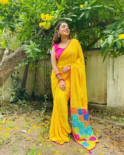 New In Crepe Saree with Blouse piece 