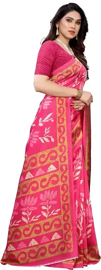 Stylish Pink Cotton Silk Saree With Blouse Piece For Women-thumb2