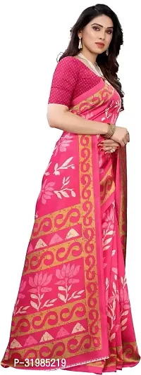 Stylish Pink Cotton Silk Saree With Blouse Piece For Women-thumb3