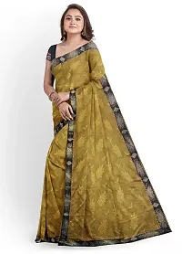 Stylish Olive Lycra Saree With Blouse Piece For Women-thumb1