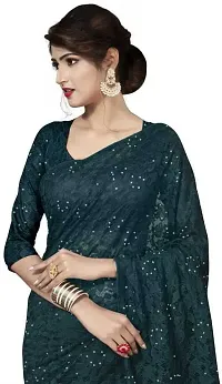 Stylish Green Net Saree With Blouse Piece For Women-thumb2