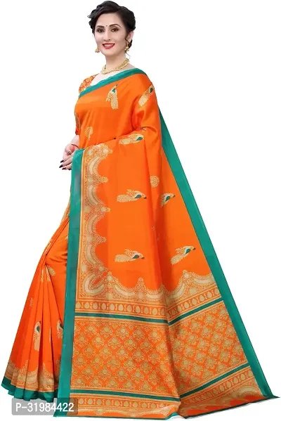 Stylish Orange Art Silk Saree With Blouse Piece For Women-thumb5