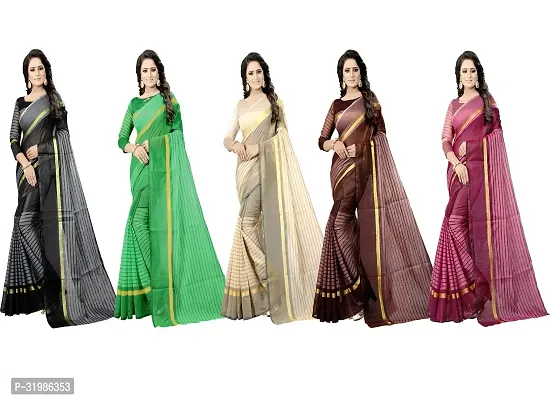 Stylish Multicoloured Cotton Silk Saree With Blouse Piece For Women Pack Of 5