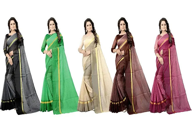 New In Cotton Silk Saree with Blouse piece 