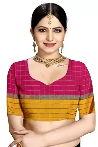 Stylish Art Silk Multicoloured Checked Saree with Blouse piece For Women-thumb3