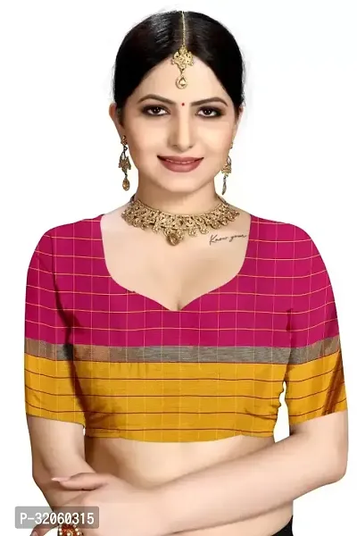 Stylish Art Silk Multicoloured Checked Saree with Blouse piece For Women-thumb4