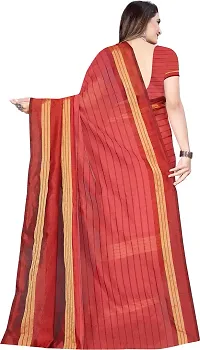 Stylish Maroon Cotton Silk Saree With Blouse Piece For Women-thumb1