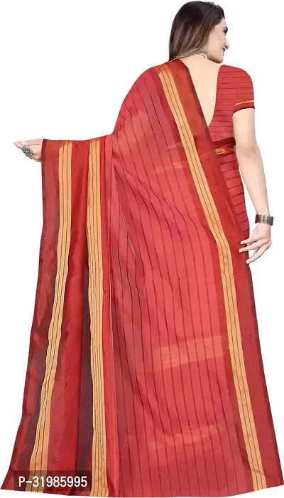 Stylish Maroon Cotton Silk Saree With Blouse Piece For Women-thumb2