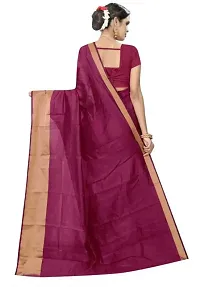 Stylish Maroon Cotton Silk Saree With Blouse Piece For Women-thumb2