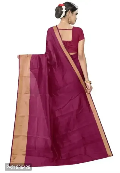 Stylish Maroon Cotton Silk Saree With Blouse Piece For Women-thumb3