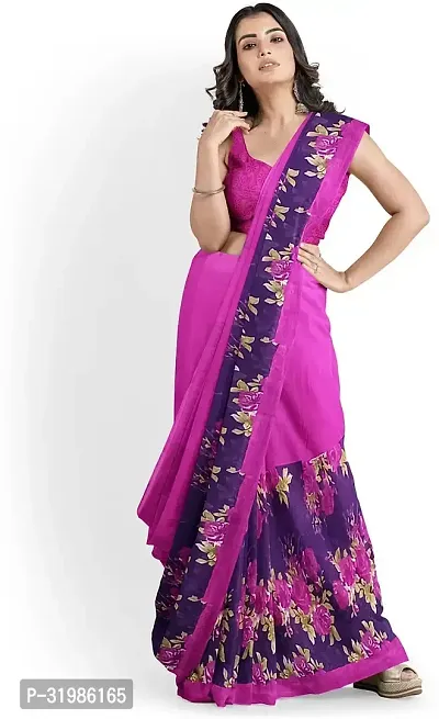 Stylish Pink Georgette Saree With Blouse Piece For Women