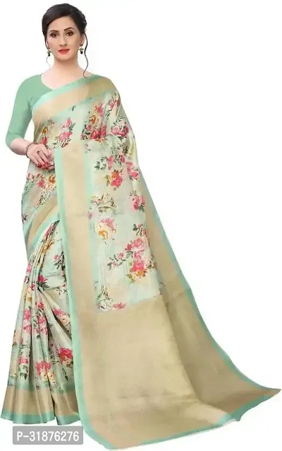 Stylish Turquoise Art Silk Saree With Blouse Piece For Women-thumb0