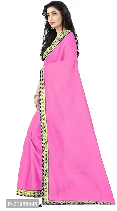 Stylish Pink Cotton Silk Saree With Blouse Piece For Women-thumb3