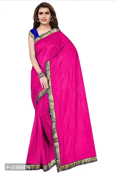 Stylish Pink Cotton Silk Saree With Blouse Piece For Women