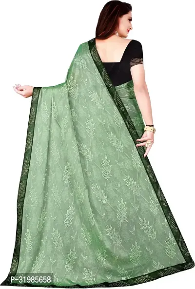 Stylish Green Lycra Saree With Blouse Piece For Women-thumb3