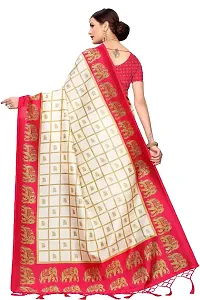 Stylish White Cotton Silk Saree With Blouse Piece For Women-thumb3