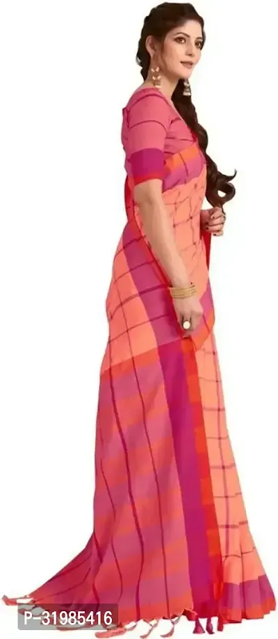 Stylish Multicoloured Cotton Silk Saree With Blouse Piece For Women-thumb5