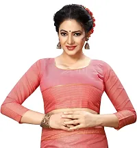 Stylish Peach Cotton Silk Saree With Blouse Piece For Women-thumb3