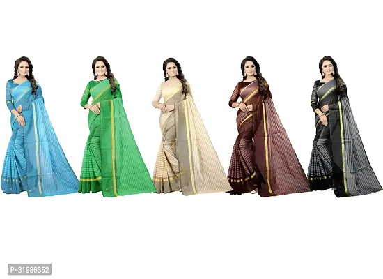 Stylish Multicoloured Cotton Silk Saree With Blouse Piece For Women Pack Of 5-thumb0