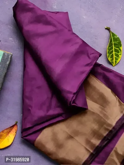 Stylish Purple Cotton Silk Saree With Blouse Piece For Women-thumb0