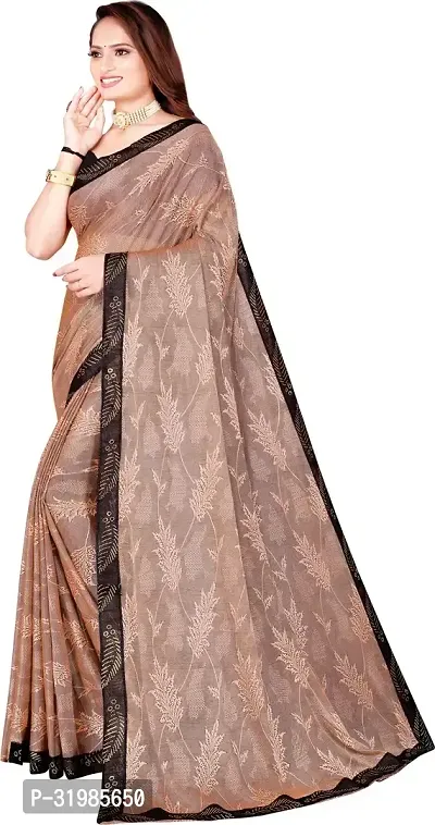 Stylish Peach Lycra Saree With Blouse Piece For Women-thumb2