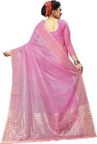 Stylish Pink Cotton Silk Saree With Blouse Piece For Women-thumb2