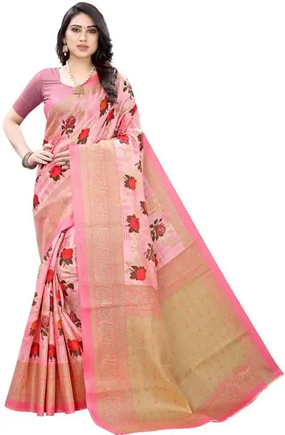 Beautiful Art Silk Saree with Blouse piece