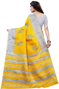 Stylish Yellow Cotton Silk Saree With Blouse Piece For Women-thumb3