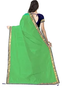 Stylish Green Cotton Silk Saree With Blouse Piece For Women-thumb1